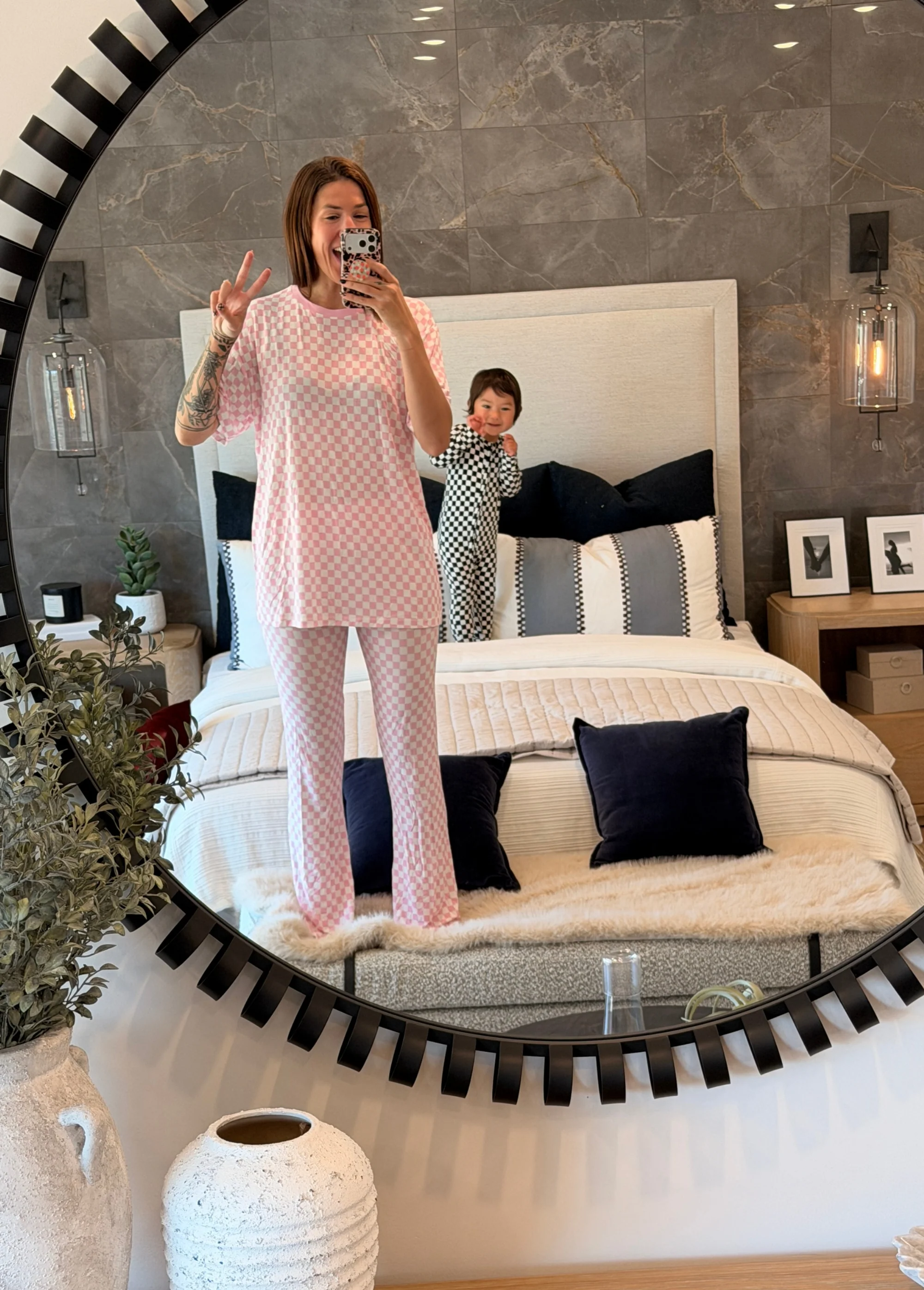 Black Classic Checkered Bamboo Jammies - Image 5