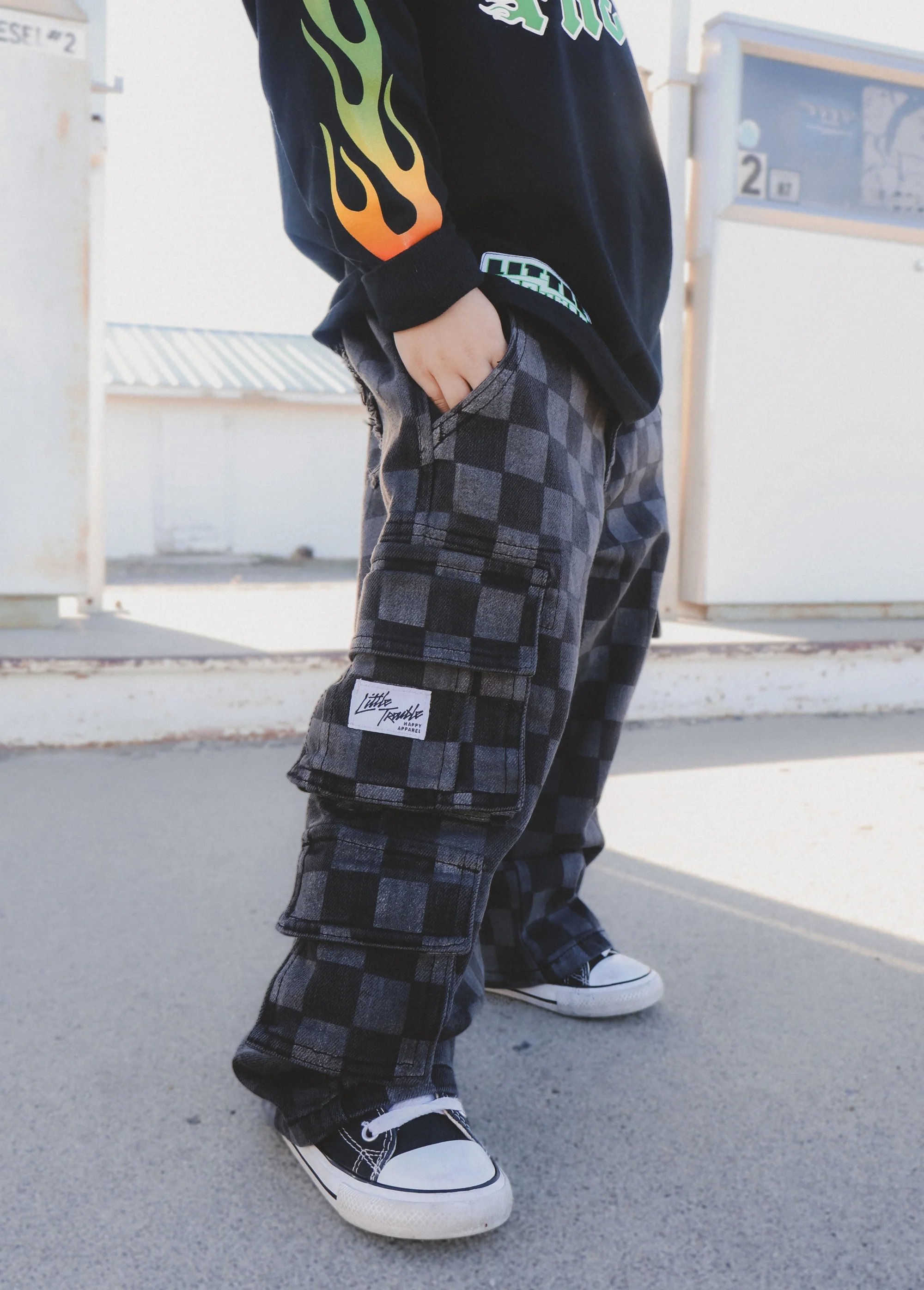Checkered Baggy Black Jeans - Image 7