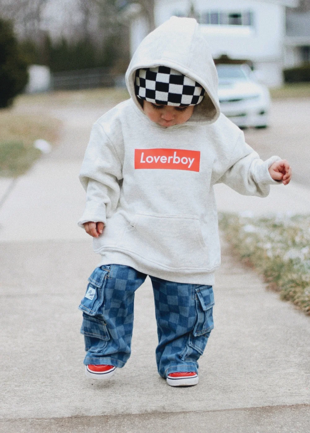 Checkered Baggy Blue Jeans - Image 3