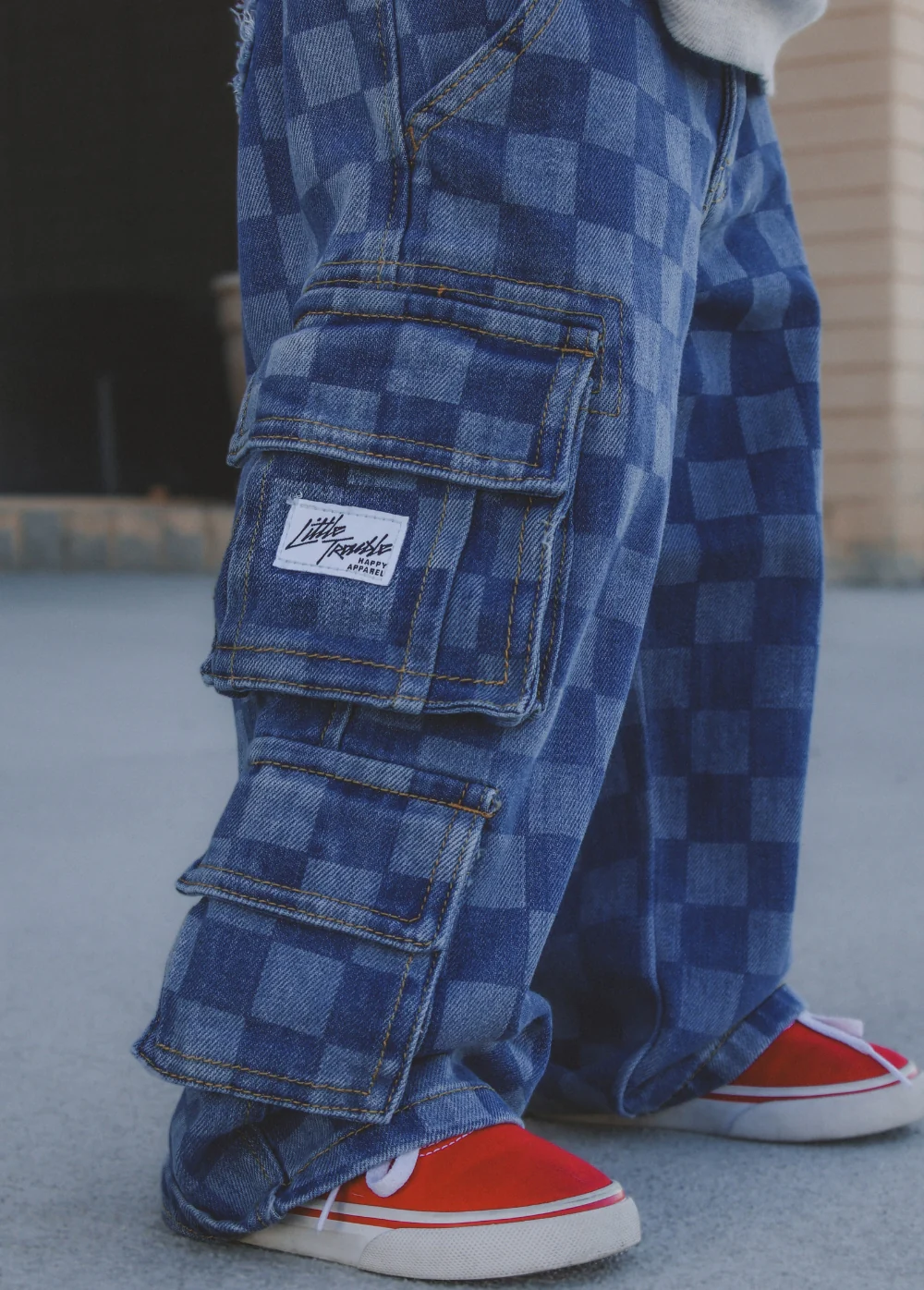 Checkered Baggy Blue Jeans - Image 7
