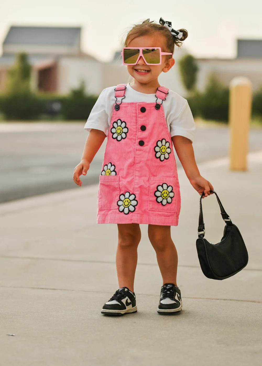 Little Bloomer Pink Corduroy Dress - Image 3