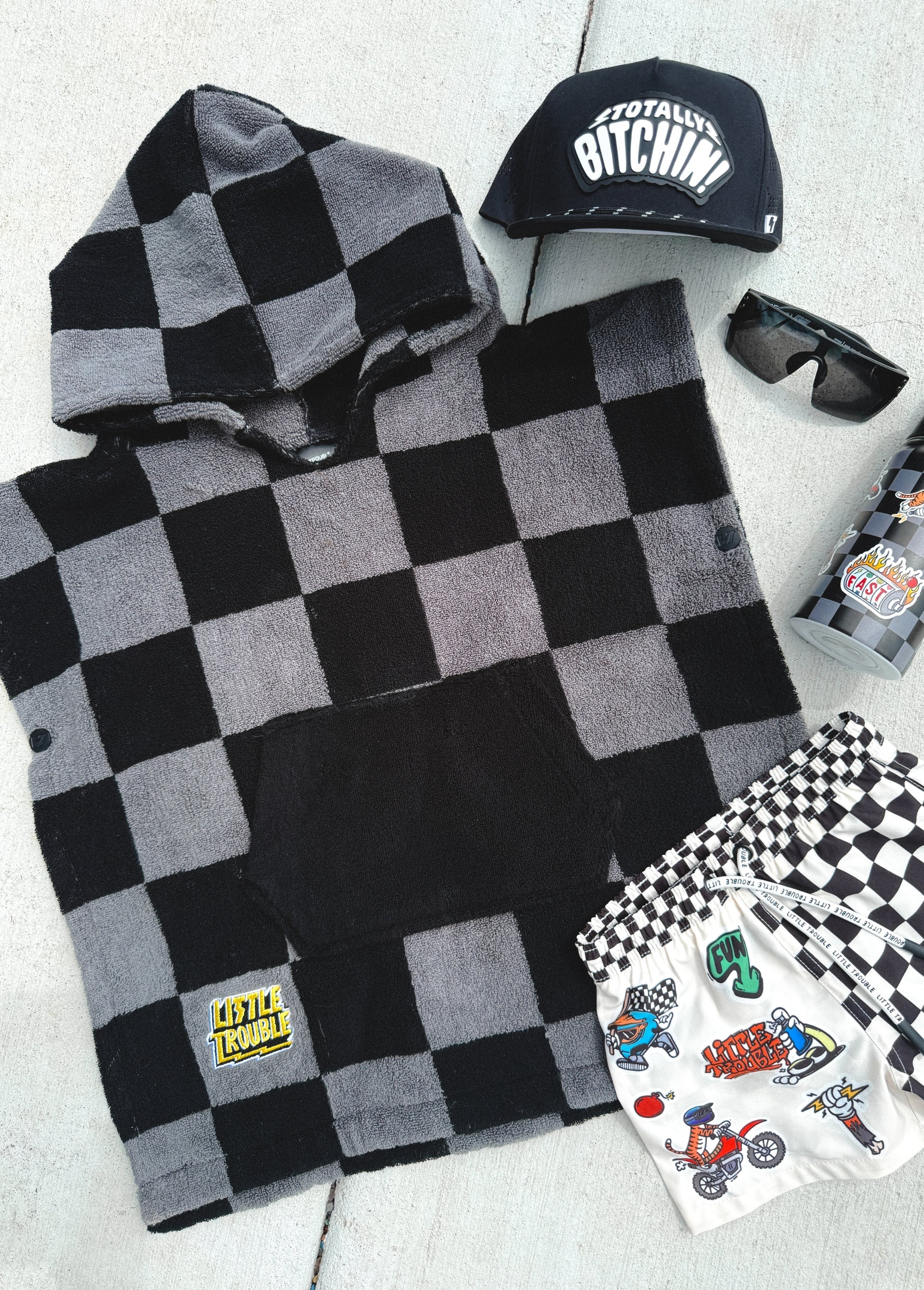 Grey Checkered Poncho Towel - Image 3