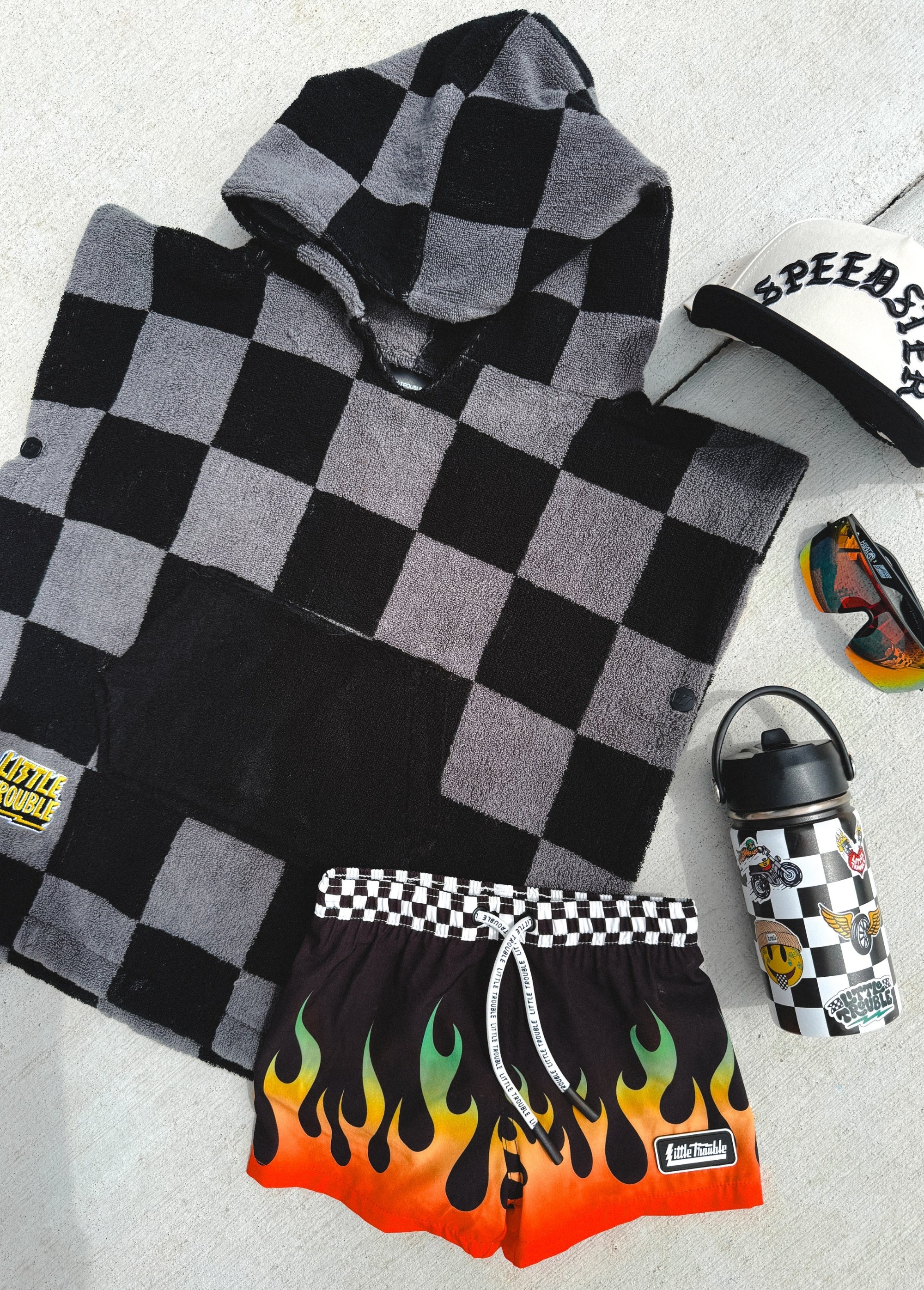 Grey Checkered Poncho Towel - Image 5