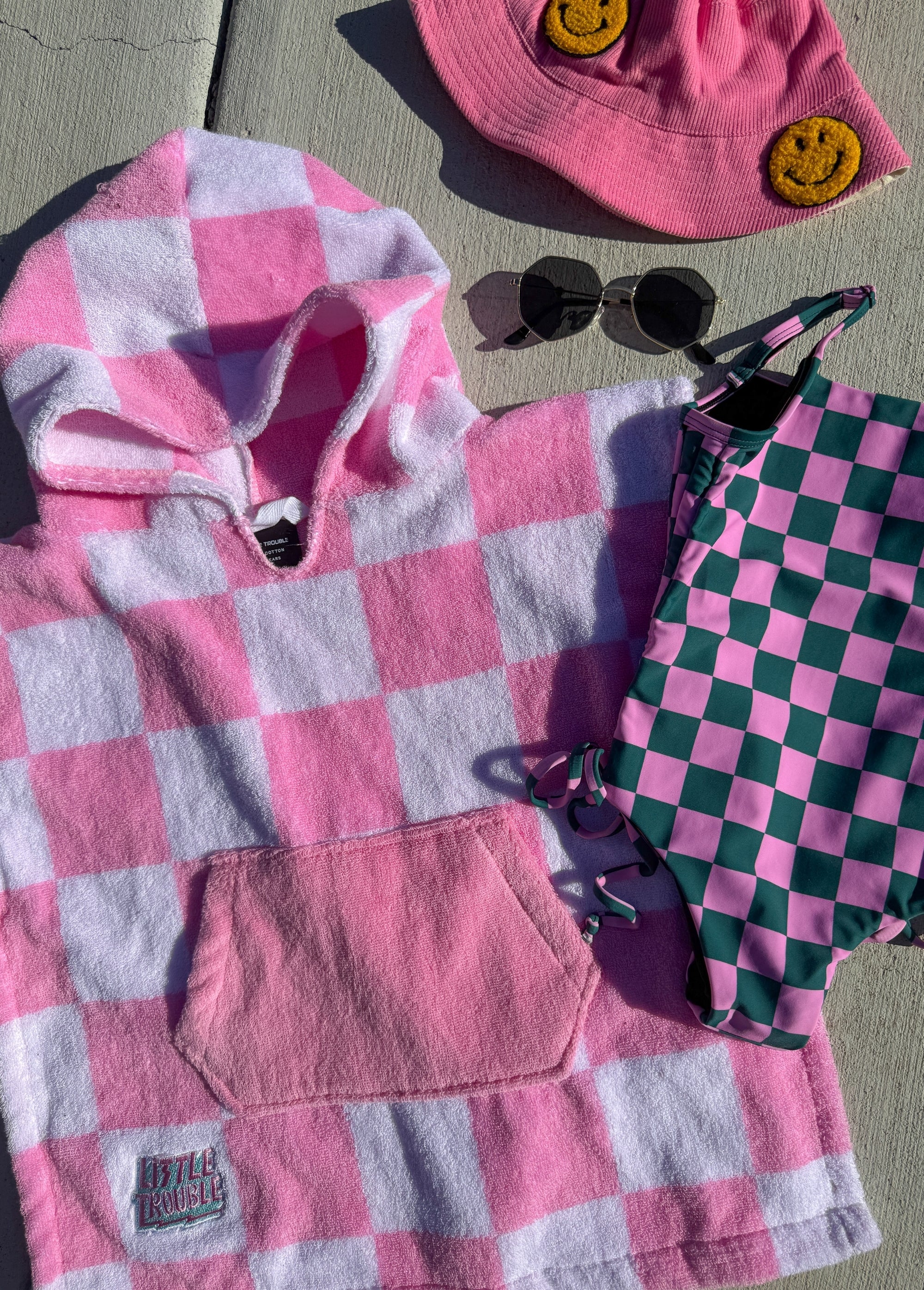 Pink Checkered Poncho Towel - Image 3